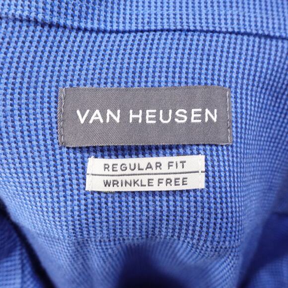 VAN HEUSEN REGULAR FIT WRINKLE FREE BLUE BUTTON DOWN SHIRT SZ 2XL 18-18.5 36/37 - Picture 6 of 7